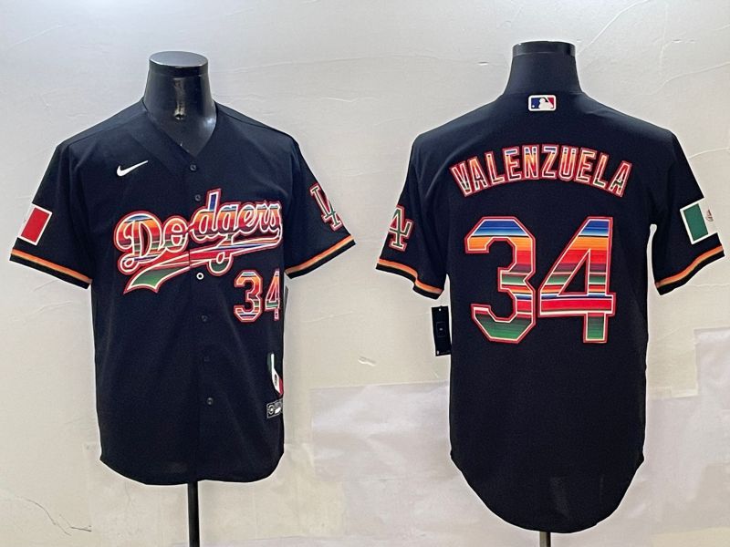 Men Los Angeles Dodgers 34 Valenzuela Black Fashion Game 2025 Nike MLB Jersey style 3125